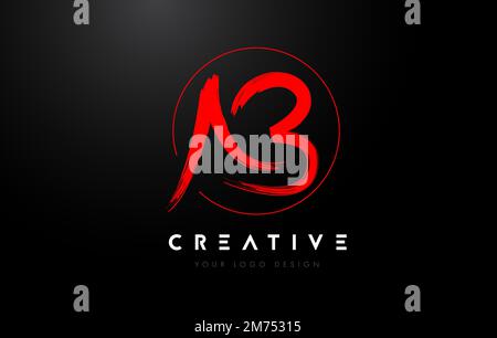 Logo Red AB Brush Letter. Vettore artistico di concetto del logo Brush Letters scritto a mano. Illustrazione Vettoriale
