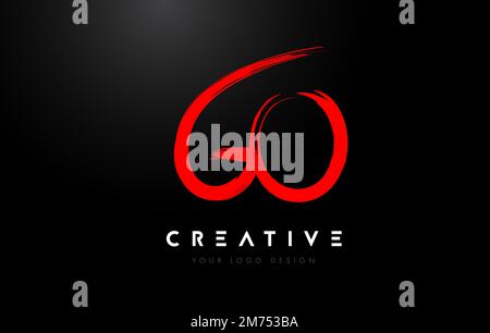 Logo Red GO Brush Letter. Vettore artistico di concetto del logo Brush Letters scritto a mano. Illustrazione Vettoriale