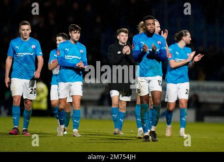 Chesterfield, Regno Unito. 7th Jan, 2023. Tyrone Williams di Chesterfield durante la partita della fa Cup al Technique Stadium, Chesterfield. Il credito per le immagini dovrebbe essere: Andrew Yates/Sportimage Credit: Sportimage/Alamy Live News Foto Stock