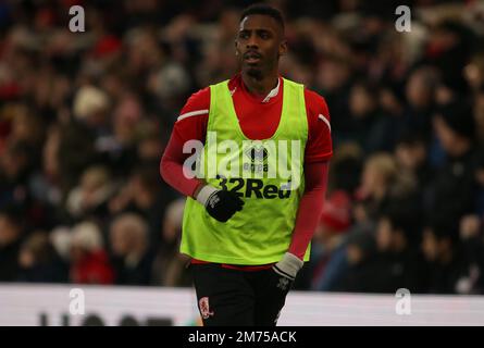 Middlesborough, Regno Unito. 7th Jan, 2023. Isaiah Jones di Middlesbrough durante la partita della fa Cup Third Round tra Middlesbrough e Brighton e Hove Albion al Riverside Stadium di Middlesbrough sabato 7th gennaio 2023. (Credit: Michael driver | MI News) Credit: MI News & Sport /Alamy Live News Foto Stock