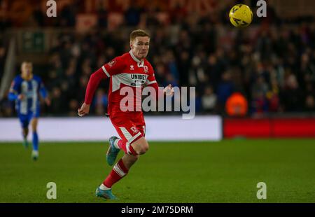 Middlesborough, Regno Unito. 7th Jan, 2023. Middlesbrough's Duncan Watmore durante la partita della fa Cup Third Round tra Middlesbrough e Brighton e Hove Albion al Riverside Stadium di Middlesbrough sabato 7th gennaio 2023. (Credit: Michael driver | MI News) Credit: MI News & Sport /Alamy Live News Foto Stock