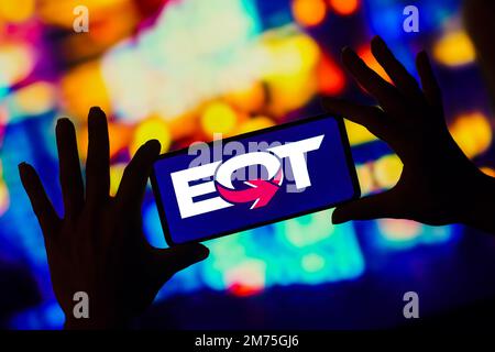 Brasile. 7th Jan, 2023. In questa illustrazione, il logo EQT Corporation viene visualizzato sullo schermo dello smartphone. (Credit Image: © Rafael Henrique/SOPA Images via ZUMA Press Wire) Foto Stock