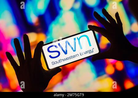 Brasile. 7th Jan, 2023. In questa illustrazione, il logo Southwestern Energy (SWN) viene visualizzato sullo schermo dello smartphone. (Credit Image: © Rafael Henrique/SOPA Images via ZUMA Press Wire) Foto Stock