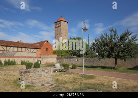 Vista della storica Moenchsturm a Hammelburg, bassa Franconia, Franconia, Baviera, Germania Foto Stock