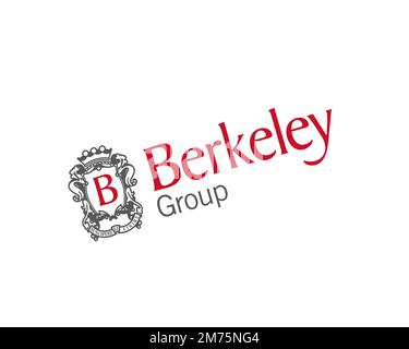 Berkeley Group Holdings, logo ruotato, sfondo bianco Foto Stock