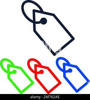 Cartellini dei prezzi in bianco o cartellini regalo in forme diverse. Set di etichette con cavo. Illustrazione Vettoriale