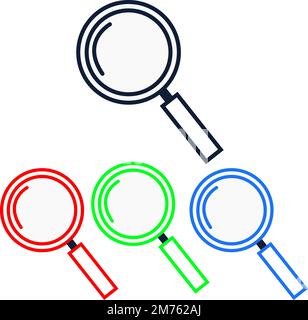Icona della linea della lente di ingrandimento. Semplice stile di contorno. segno vettoriale, pittogramma lineare isolato su sfondo bianco. Disegno dell'illustrazione del logo. facile da modificare Illustrazione Vettoriale