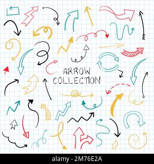 Set di frecce vettoriali disegnate a mano Illustrazione Vettoriale