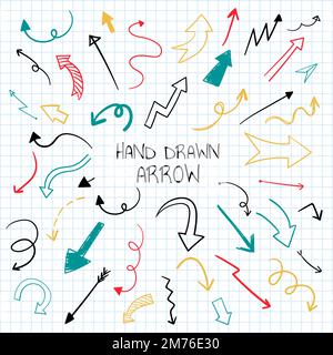 Set di frecce vettoriali disegnate a mano Illustrazione Vettoriale
