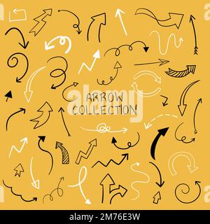Set di frecce vettoriali disegnate a mano Illustrazione Vettoriale