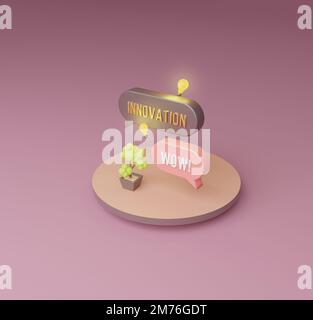 Icona di rendering 3D Set innovazione bolla illustrazione di rendering 3D isolata Foto Stock