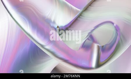 Abctract geometria 3D con texture iridescente olografica perlescente, rendering 3D, sfondi per schermo pc Foto Stock