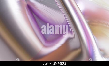 Abctract geometria 3D con texture iridescente olografica perlescente, rendering 3D, sfondi per schermo pc Foto Stock