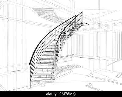 Scala a spirale astratta Const Illustrazione Vettoriale