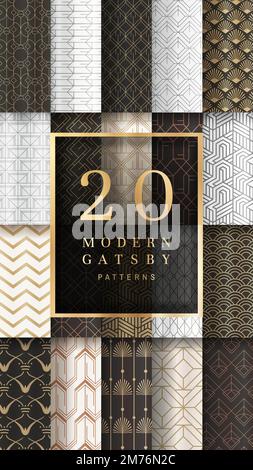 Moderno vettore di disegno gatsby pattern Illustrazione Vettoriale