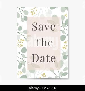 Salvare il vettore del modello della scheda di invito per il matrimonio della data Illustrazione Vettoriale