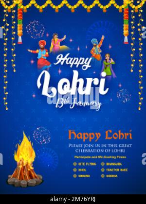 Buon background per le vacanze Lohri per il festival Punjabi Illustrazione Vettoriale