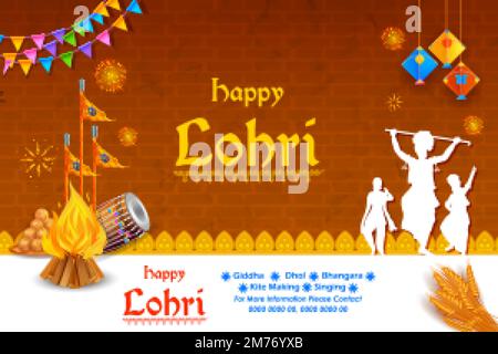 Buon background per le vacanze Lohri per il festival Punjabi Illustrazione Vettoriale