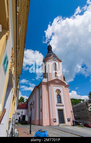 Stramberk (Stramberg): chiesa in , Moravskoslezsky, Regione Moravo-Slesiana, Regione Mährisch-schlesische, Ceco Foto Stock