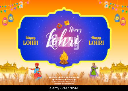 Buon background per le vacanze Lohri per il festival Punjabi Illustrazione Vettoriale