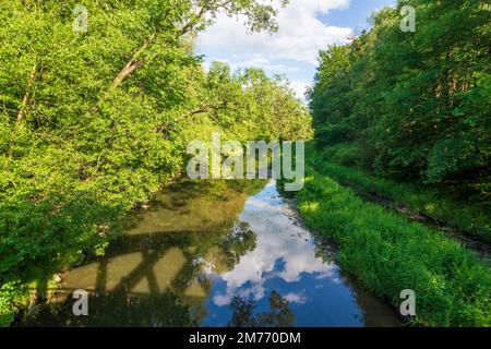 Koprivnice (Nesselsdorf): fiume Lubina in , Moravskoslezsky, Regione Moravo-Slesiana, Regione Mährisch-schlesische, Ceco Foto Stock