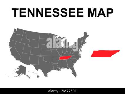 Forma della mappa del Tennessee, stati uniti d'america. Illustrazione vettoriale simbolo icona concetto piatto . Illustrazione Vettoriale