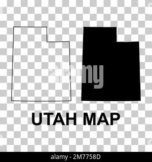 Set di forma della mappa dello Utah, stati uniti d'america. Illustrazione vettoriale simbolo icona concetto piatto . Illustrazione Vettoriale