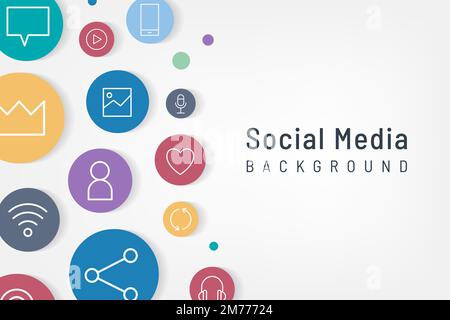 Vettore di sfondo delle icone colorate dei social media Illustrazione Vettoriale