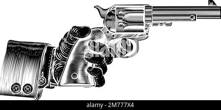 Business Suit mano Western Cowboy Gun Pistol Illustrazione Vettoriale