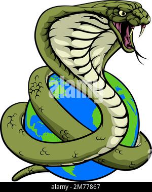 Cobra Snake World Earth Globe Concept Illustrazione Vettoriale