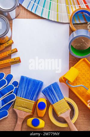 Carta pulita con set di oggetti di riparazione e manutenzione ventola pantone Foto Stock