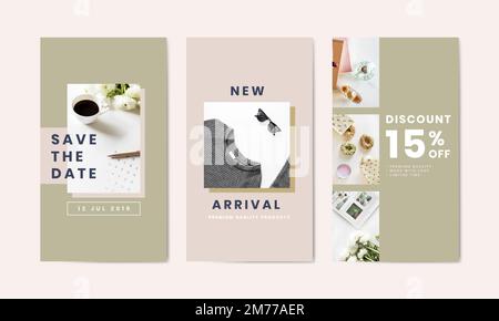 Insieme vettoriale di modelli di pubblicità per acquisti e vendite Illustrazione Vettoriale