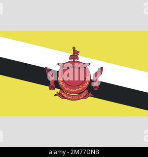 Acquerello texture bandiera di Brunei. Bandiera grunge creativa del paese Brunei con sfondo luminoso Illustrazione Vettoriale