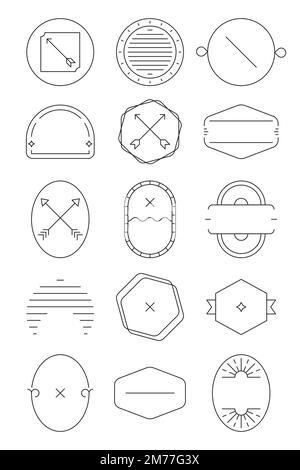 Collezione di vettori badge neri su sfondo bianco Illustrazione Vettoriale