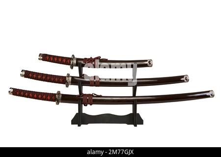 spade su uno stand Foto Stock