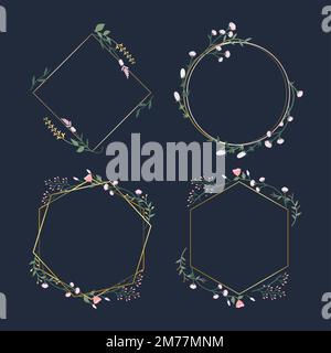 Serie di vettori di cornici floreali Illustrazione Vettoriale