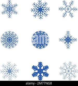 Set di fiocchi di neve vettoriali. Icone fiocco di neve isolato Illustrazione Vettoriale