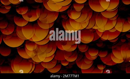 3D rappresentazione di una schiera di cerchi. Cerchi di dimensioni diverse nello spazio. Composizione luminosa adatta a qualsiasi tipo di sfondo luminoso Foto Stock