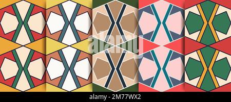 Motivo arabo senza giunture in tavolozza multicolore. Stile etnico musulmano arabo. Design della carta da parati Ramadan. In stile marocchino. Vettore Illustrazione Vettoriale
