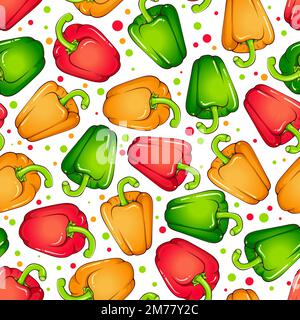 Motivo senza cuciture con paprika colorata Illustrazione Vettoriale