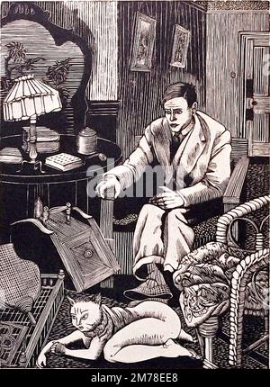 Tirzah Garwood - Gatto in moglie - 1928 - Un uomo si siede in poltrona e guarda la moglie o è il suo gatto? Foto Stock