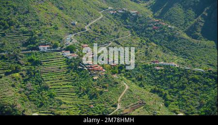 Masca Gola e villaggio di montagna a Tenerife. Foto Stock