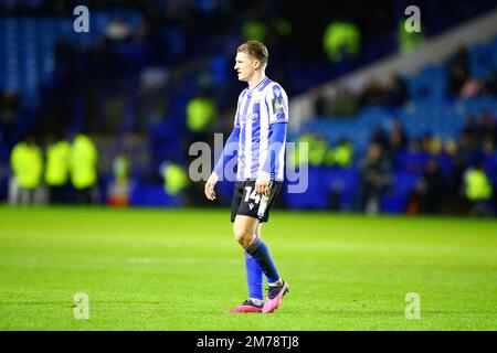 Hillsborough Stadium, Sheffield, Inghilterra - 7th gennaio 2023 George Byers (14) di Sheffield Mercoledì - durante la partita Sheffield Mercoledì contro Newcastle United, Emirates fa Cup, 2022/23, Hillsborough Stadium, Sheffield, Inghilterra - 7th Gennaio 2023 Credit: Arthur Haigh/WhiteRosePhotos/Alamy Live News Foto Stock