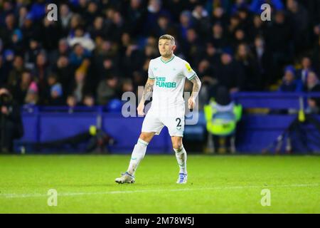 Hillsborough Stadium, Sheffield, Inghilterra - 7th gennaio 2023 Kieran Trippier (2) di Newcastle United - durante la partita Sheffield Mercoledì contro Newcastle United, Emirates fa Cup, 2022/23, Hillsborough Stadium, Sheffield, Inghilterra - 7th Gennaio 2023 Credit: Arthur Haigh/WhiteRosePhotos/Alamy Live News Foto Stock