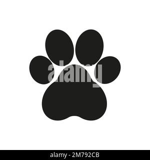 Nero animale zampa stampa isolato su sfondo bianco. Illustrazione vettoriale Illustrazione Vettoriale