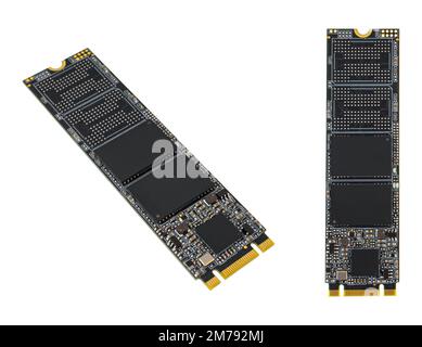 Unità SSD, fattore di forma M.2, isolata su sfondo bianco Foto Stock