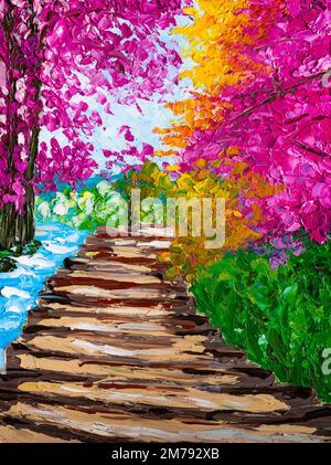 Autunno Vermont paesaggio olio pittura.. Foto Stock