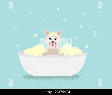 Banner gruppo di cane carino con bolla in stile piatto vettore. illustrazione per la cura degli animali domestici per contenuto, etichetta, banner, grafica e biglietto d'auguri. Illustrazione vettoriale Illustrazione Vettoriale