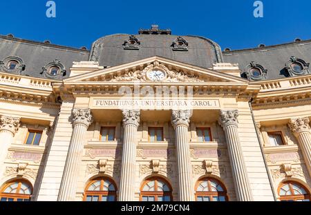 Una foto della Biblioteca Universitaria Centrale Carol i, a Bucarest. Foto Stock