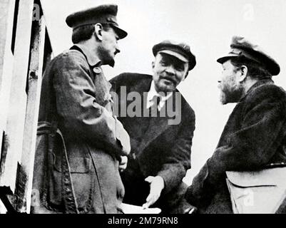 Mosca. Lev Trotsky, Vladimir Lenin e Lev Kamenev (L-R). Foto Stock